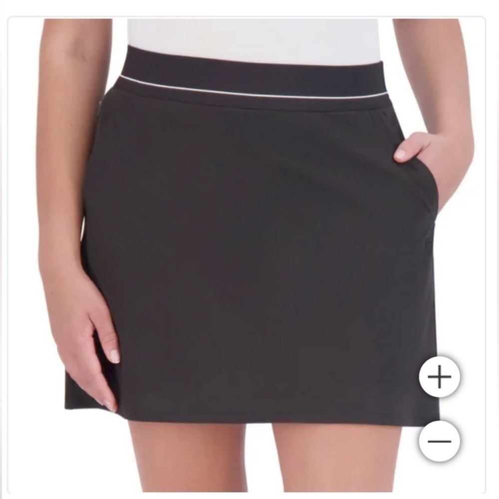 Soybu Womens Skort Black Skirt Inner-Shorts Pockets Elastic Waist Stretch